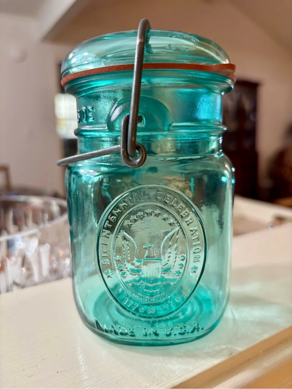 Blue Ball Ideal A13 Bicentennial Jar wire & rubber gasket Circa 1976 Eagle USA
